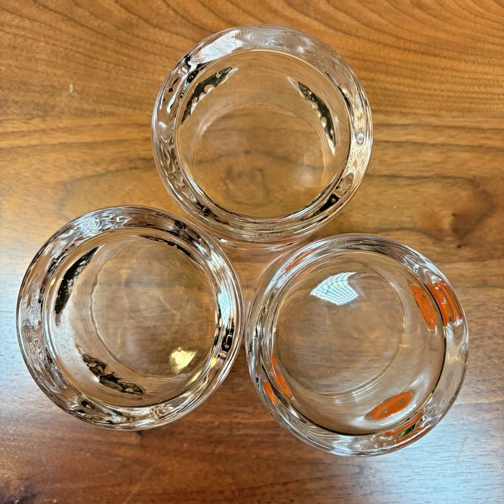 Lot of 3 Bats & Pumpkins Double Old Fashioned Whiskey Glasses Halloween